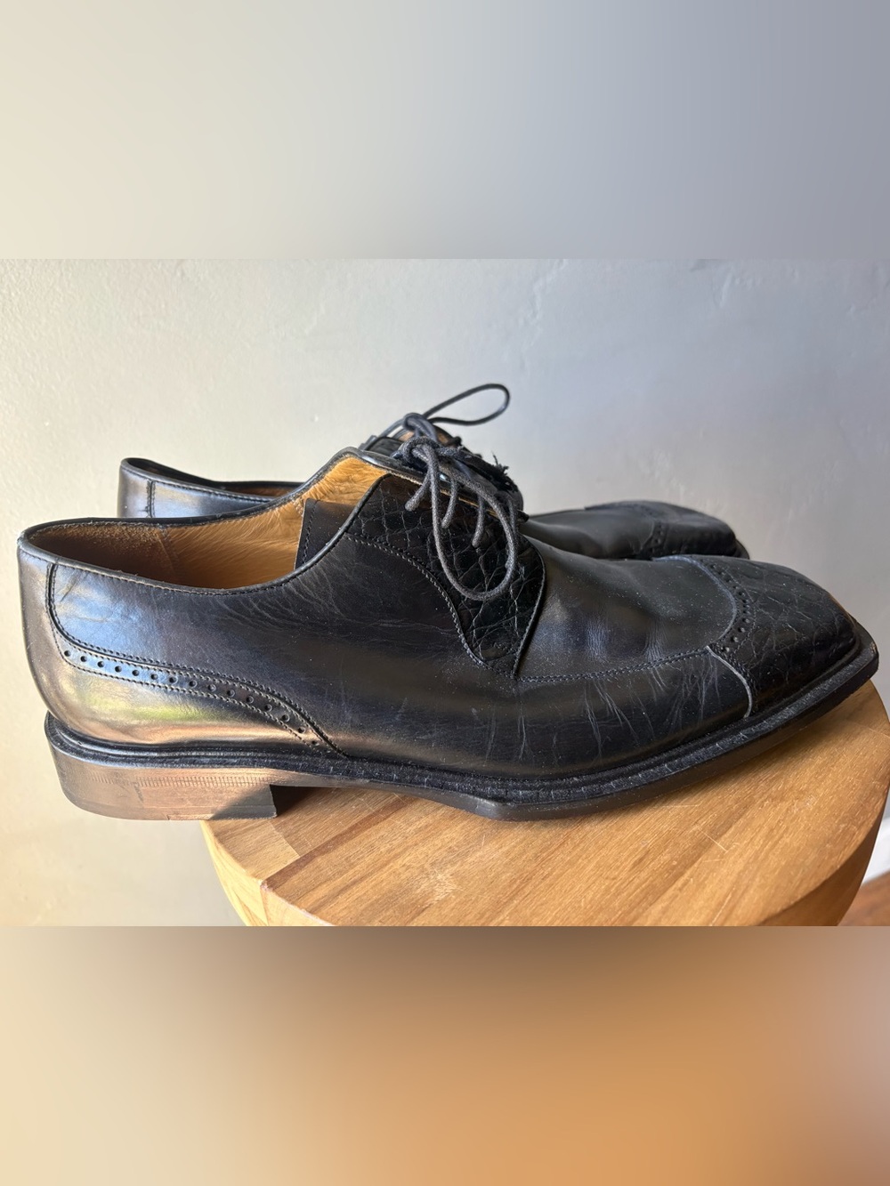 Mezlan Black Crocodile/Alligator Leather Oxfords with Tassels ~ Size 8.5W